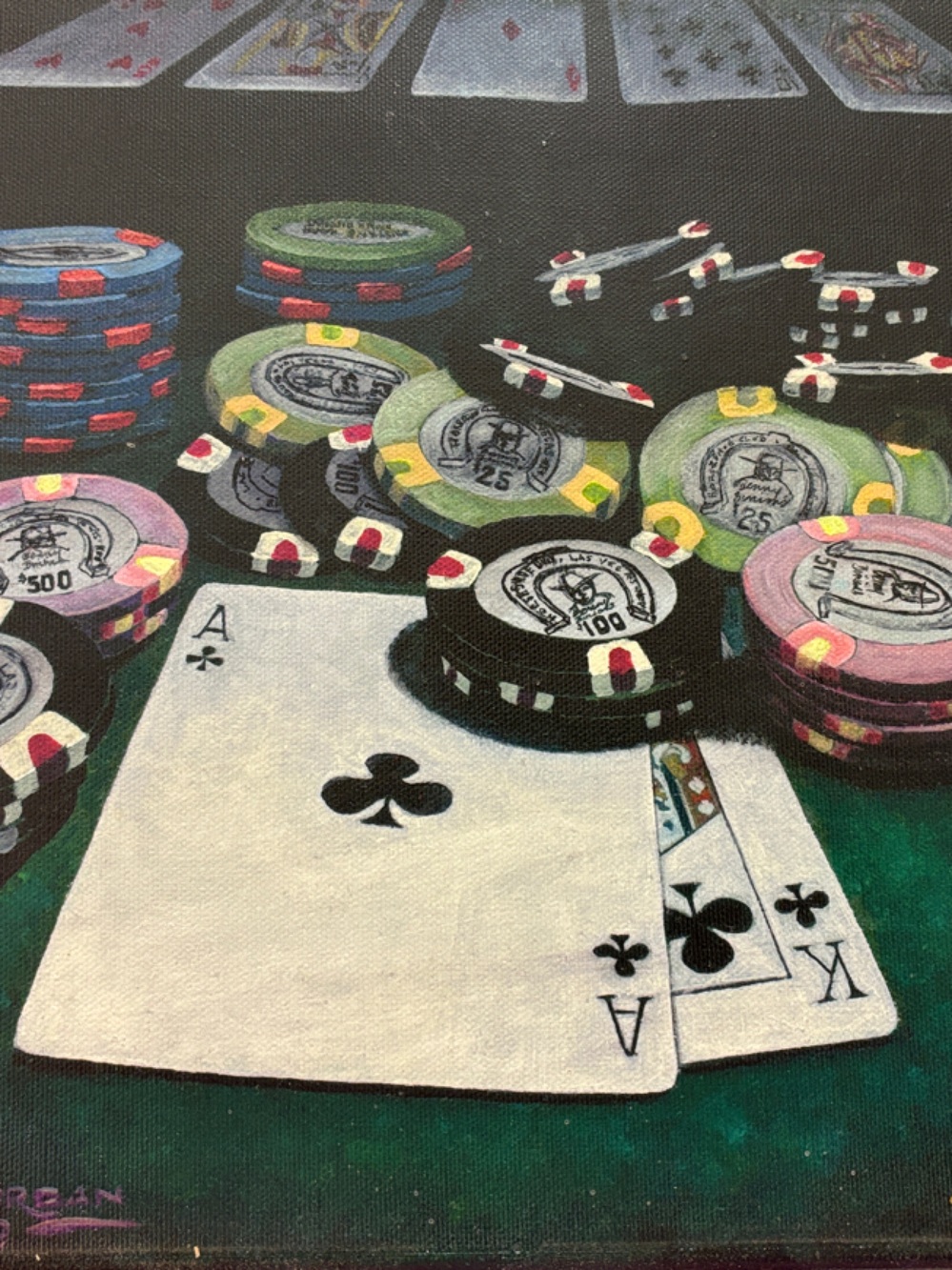 Casino Poker Chips Wall Art Print — Green & Multicolor